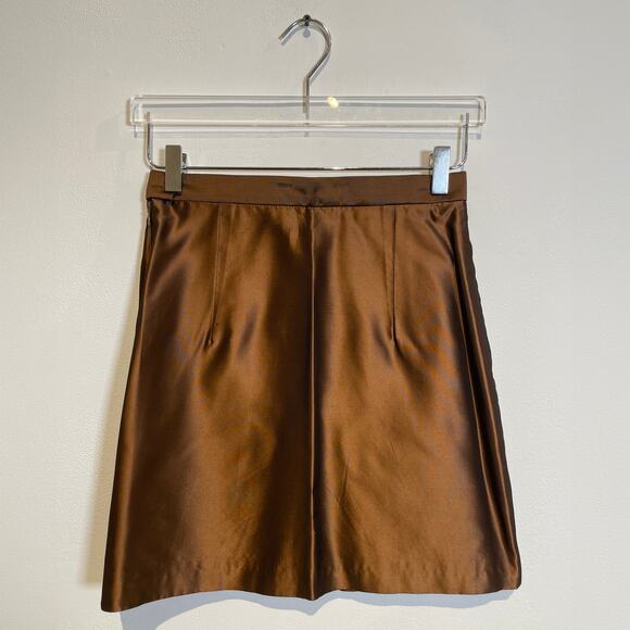 MARK EISEN Vintage Y2K Bronze Silk Satin Mini Skirt - Picture 5 of 5